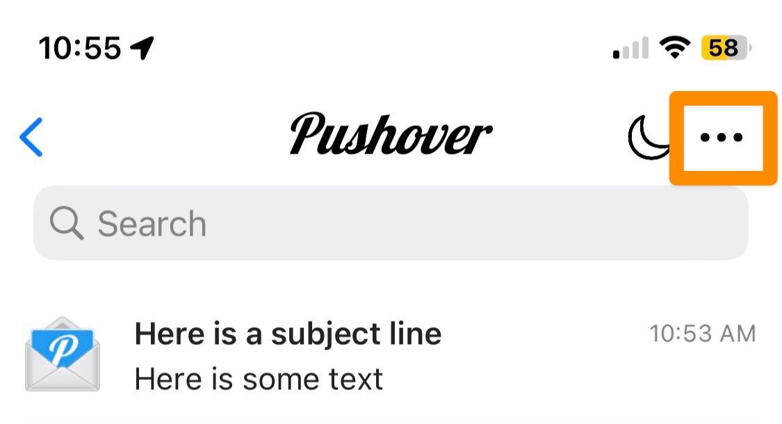Finding the Pushover settings menu