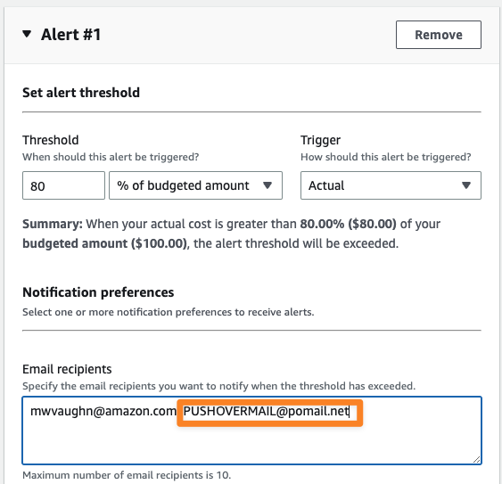 Add Pushover to your billing alert